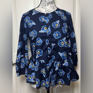 Navy Floral Peplum Blouse